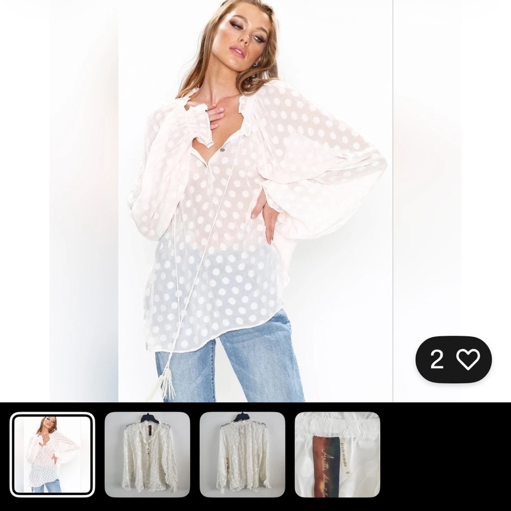 Aratta Blouse white S closes with Ty  and beads, beautiful.design.